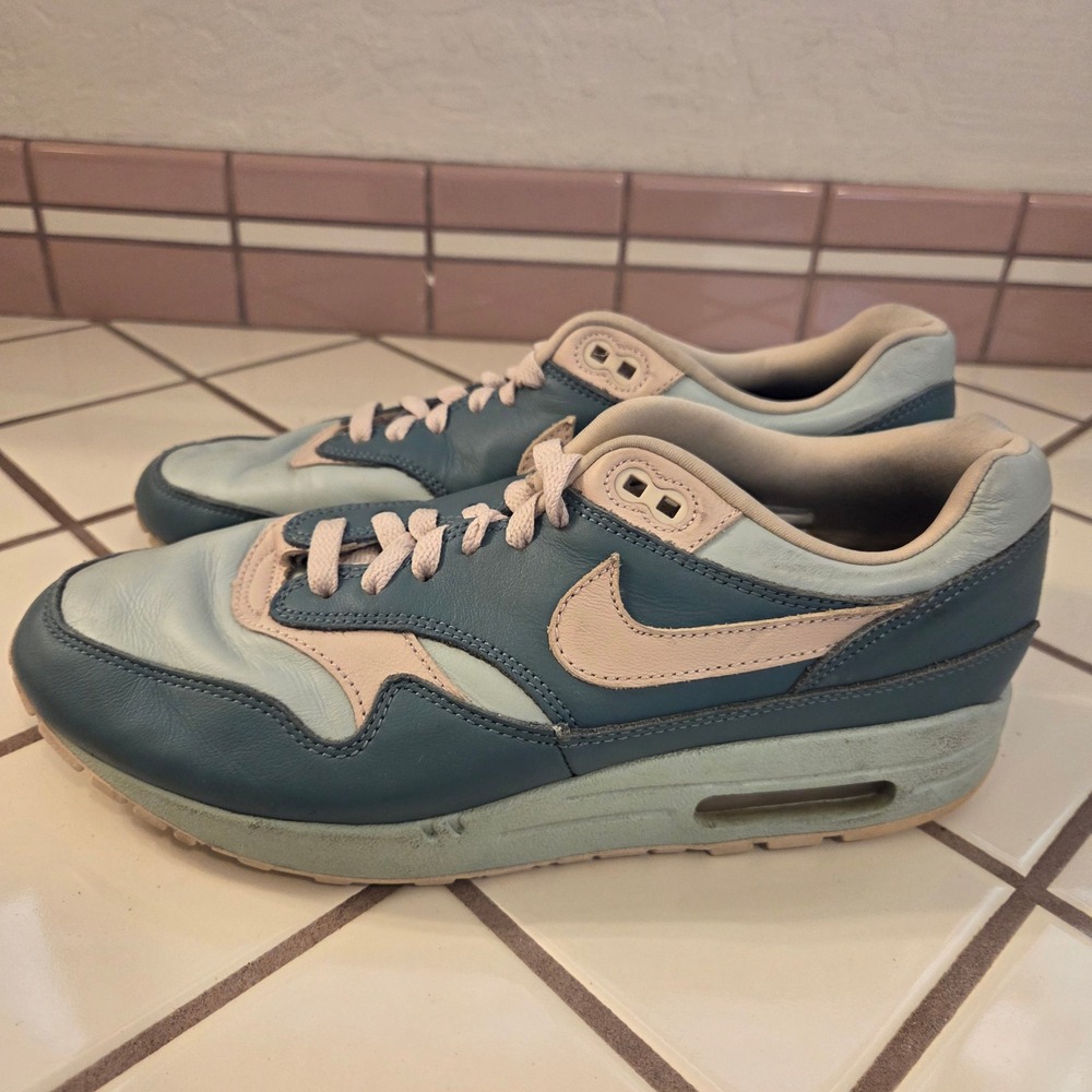 Nike Air Max 1 By You Aries 2024 Teal Blue Tan Leather Sneakers Mens Size 10.5